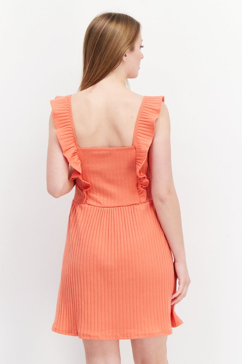 Lost + Wander فستان ميني مزخرف للنساء، برتقالي - Image 4