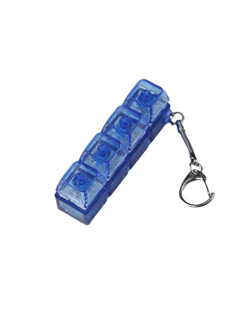 Generic PC fully transparent material decompression shaft tester press sound crisp 2 holes 3 holes 4 holes key chain with light transparent cap 4-hole blue transparent with light * 1 