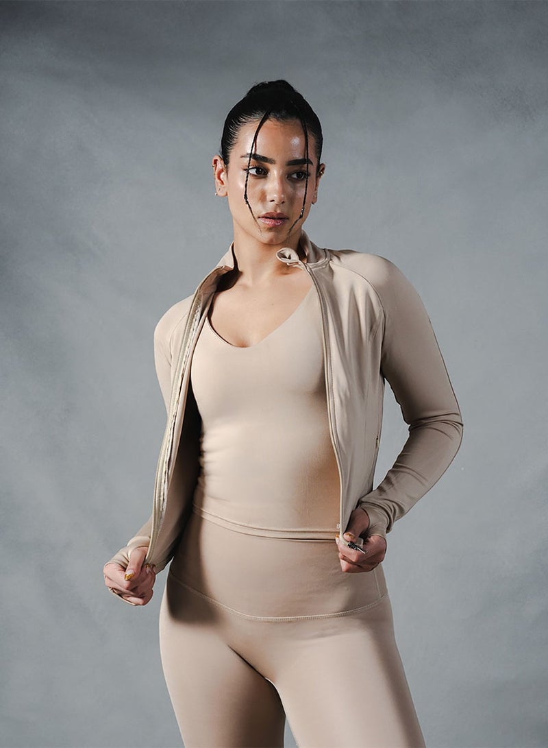 Beyond Sportswear Women's women's Beige Compression Sleeveless Top - Image 3