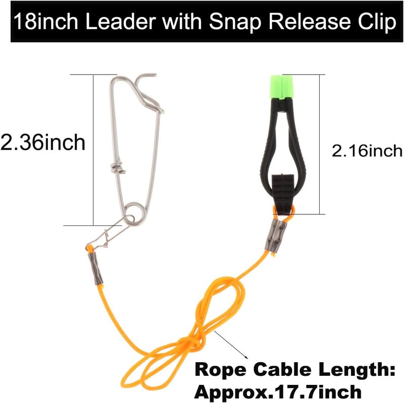 YUNNLEZT Power Grip Plus Line Release, 17inch Leader with Snap Release Clip Fishing Downrigger Line Release for Weight, Planer Board, Kite, Offshore Fishing, Pack of 2 - Image 2