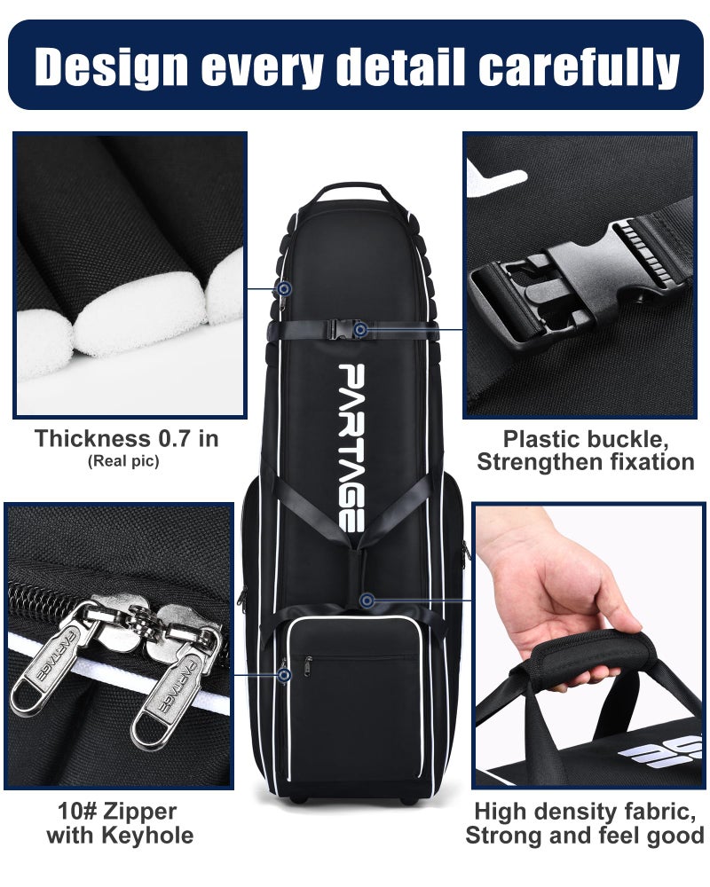 Partage Golf Travel Bag with Wheels, Golf Travel Case for Airlines, 900D Heavy Duty Oxford -Black - Image 2