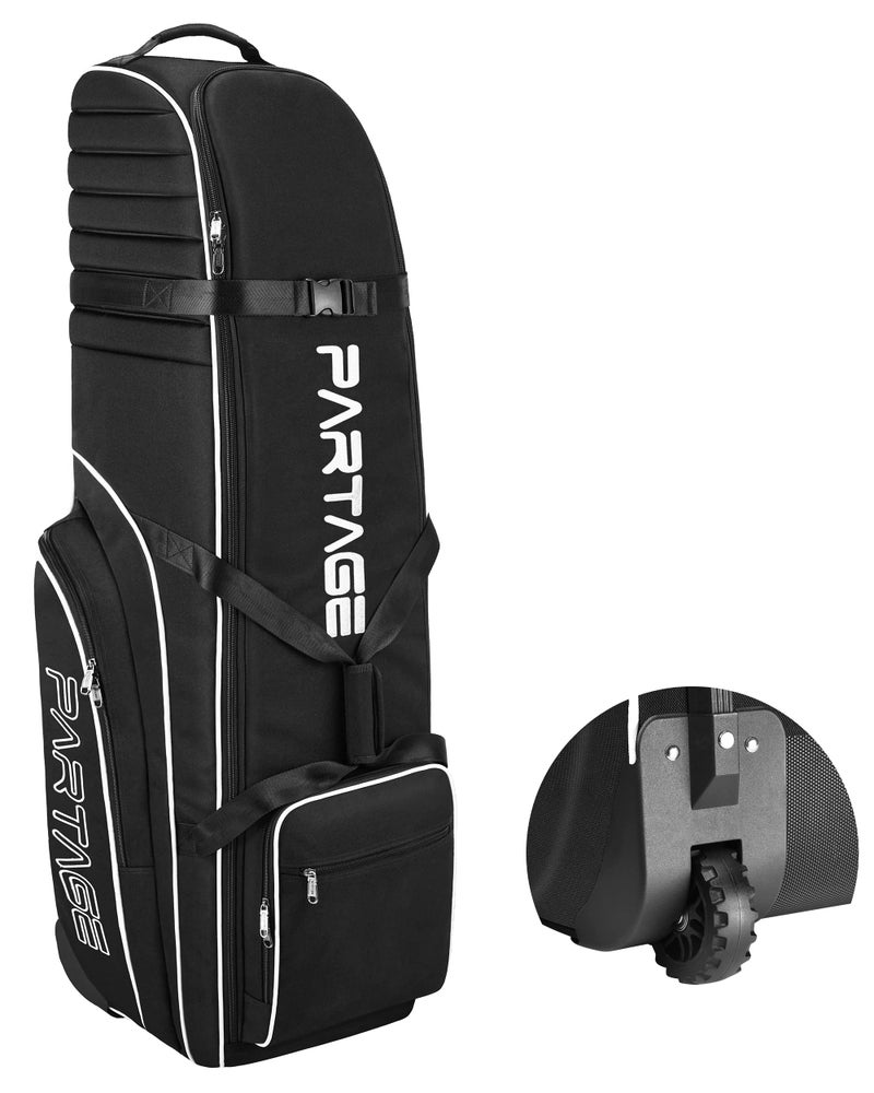 Partage Golf Travel Bag with Wheels, Golf Travel Case for Airlines, 900D Heavy Duty Oxford -Black - Image 1