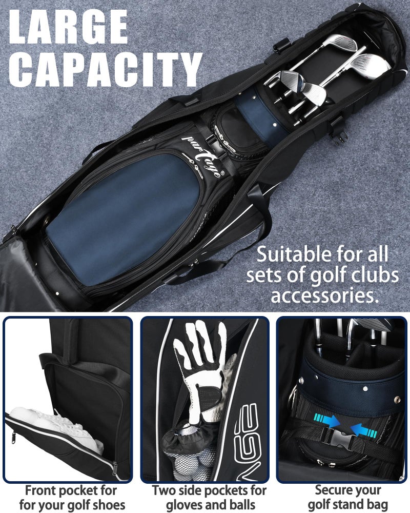 Partage Golf Travel Bag with Wheels, Golf Travel Case for Airlines, 900D Heavy Duty Oxford -Black - Image 3