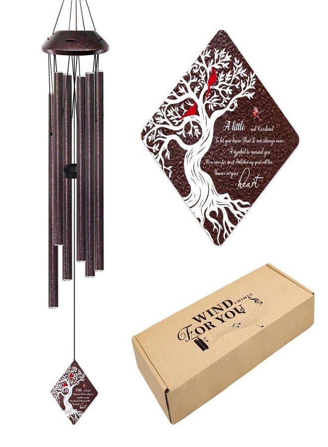 Howarmer Memorial Wind Chime with Cardinal Bird and Tree - Sympathy Gift for Loss of Loved One - Bereavement Wind Chime with Saying “A Little Red Cardinal Bird to Let You Know” for Garden or Outdoor Decor - Image 1