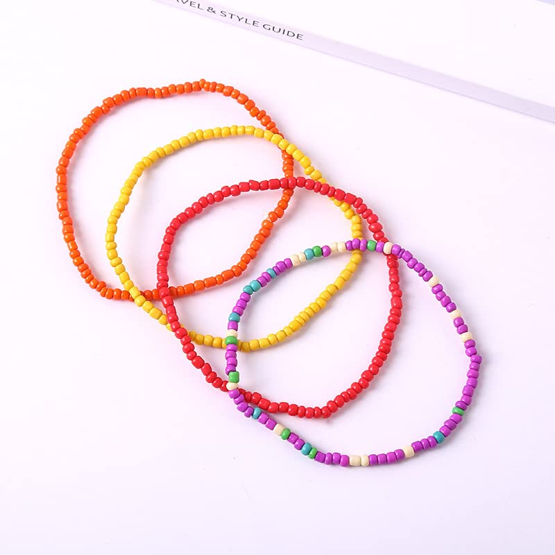 Soyzvteo 17Pcs Elastic Beaded Bracelets Bohemian Stackable Beaded Stretch Bracelets Colorful Boho Beach Bracelet Set Rainbow Handmade Seed Beach Bracelet Jewelry-17pcs - Image 4