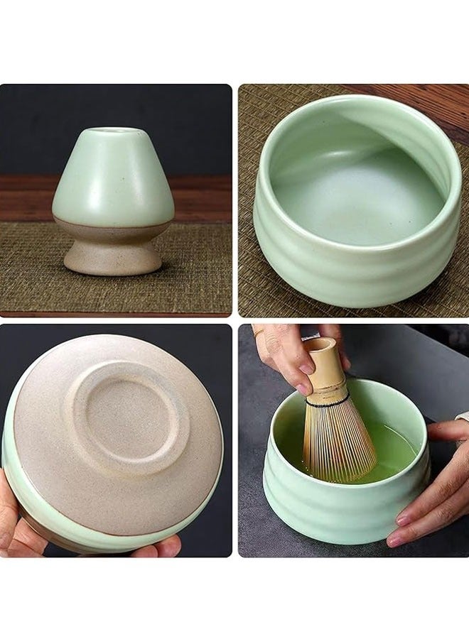 BOUND MOAT 7-Piece Matcha Tea Set Includes Matcha Bowl Bamboo Whisk Scoop Whisk Holder Stainless Steel Sifter and Complete Tea Making Kit Perfect Set to a Traditional of Matcha（Light Green） - Image 5