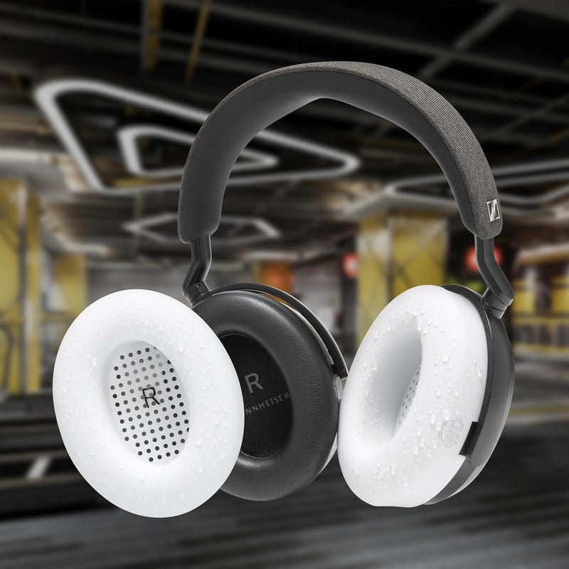 WC SweatZ Momentum 4 - Patented Earpad Covers for Sennheiser Momentum 4 Wireless Over Ear Headphones by Wicked Cushions | Sweatproof & Easily Washable | White - Image 4