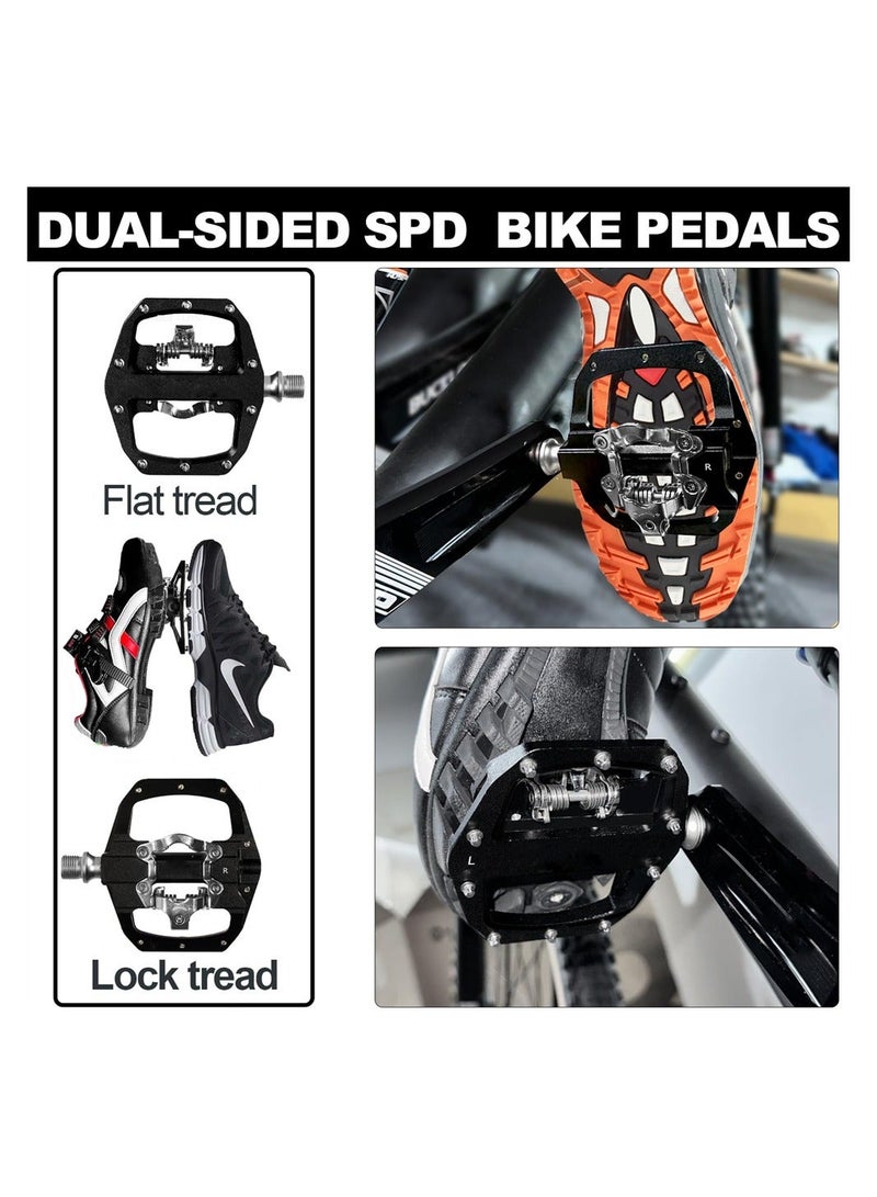 Generic SPD Pedals MTB Mountain Bike Clip in Dual Sided Pedals - Road Bike Spin Bike Flat & Clipless Sealed Bearing Bicycle Pedal Compatible with Shimano SPD Cleats (9/16") - Image 2