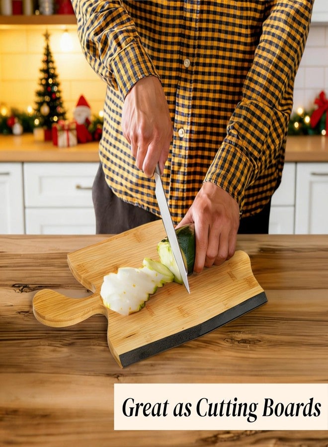 ZAVOOS 3 Pack Christmas Charcuterie Boards, Bamboo Apple Shaped Serving Board with Handle for Party, Large Cutting Board Set Christmas Serving Platters for Cheese, Pizza, Meat, Housewarming Gift - Image 4