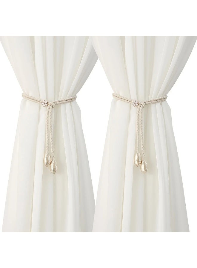 Goolsky Two Contemporary Adjustable Curtain Cords, Stylish Rope Fasteners for Compact Storage, Elegant Curtain Supports for Home Decor. - Image 1