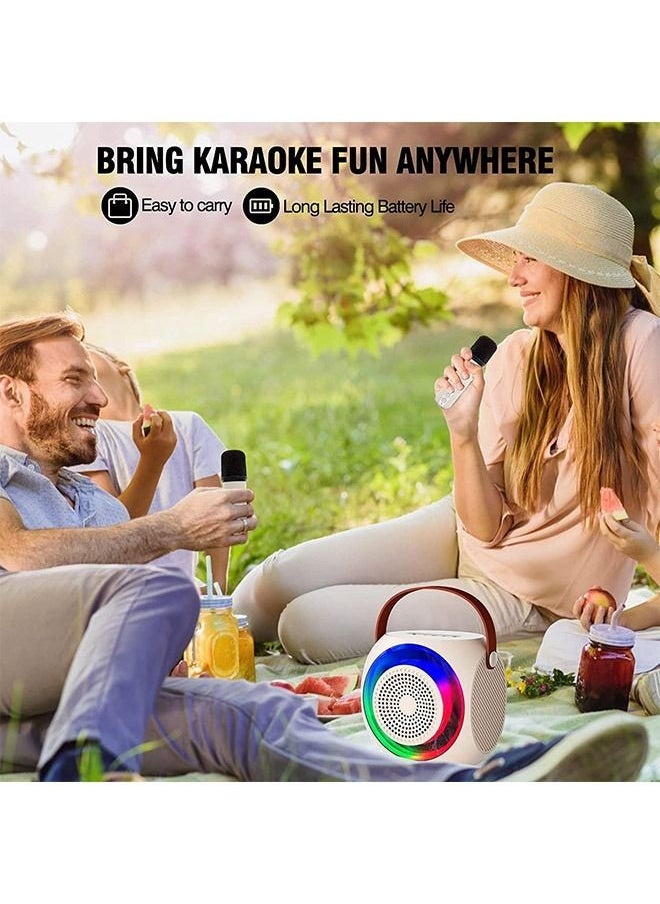 DMG TECH - Mini Karaoke Machine Wireless Bluetooth Karaoke Microphone Portable Bluetooth Speaker with 2 Wireless Microphone with LED Lights, Gifts for Kids and Adults - Image 1