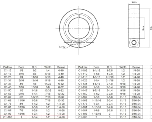 AZSSMUK Single Split Clamp-On Shaft Collar of Metal Material 1 inch Bore Set Screw - Image 3