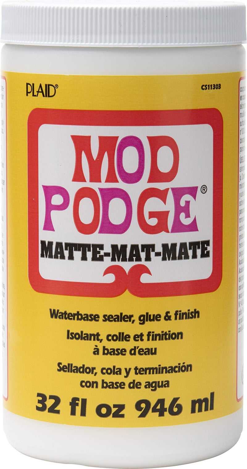 Mod Podge مادة مود بودج غير اللامعة، لاصق و تشطيب: حل شامل للحرف اليدوية - يجف بسرعة، سهل التنظيف، للخشب، الورق، القماش والمزيد. غير سامة - اصنع بثقة، صنع في الولايات المتحدة الأمريكية، 32 أونصة، عبوة من 1 - Image 1