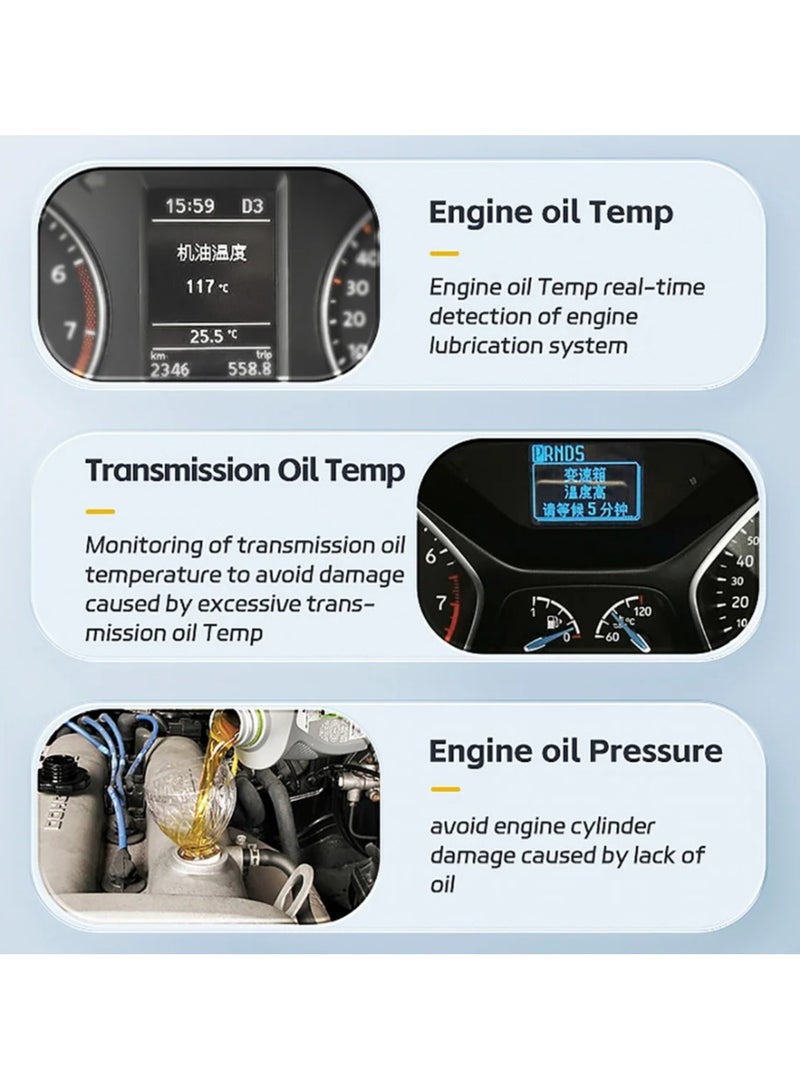 ارواق سيارة obd أداة متعددة الوظائف شاشة عرض مزدوجة ذكي مراقبة درجة حرارة الزيت obd2 hud - Image 5