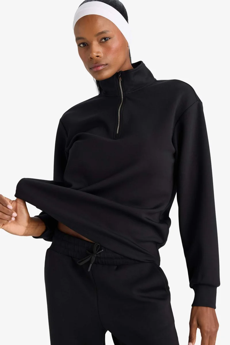 ديفاكتو Oversize Half Zip Modal Sports Sweatshirt