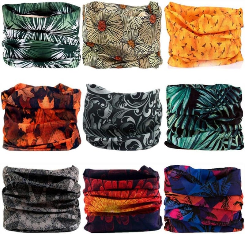 MIKONIKO Headband Neck Gaiter Head Wrap Headwear Face Mask Magic Scarf Bandana for Men and Women_9 Pieces - Image 1