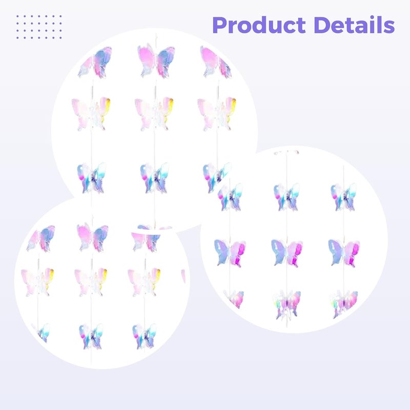 8 Pcs Hanging Butterfly Garlands 3D Decorations, 24 Pcs 4.7 In/12 Cm Butterflies, For Little One Shower, Room, Party - Image 5