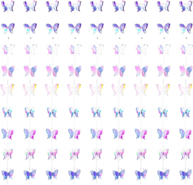 8 Pcs Hanging Butterfly Garlands 3D Decorations, 24 Pcs 4.7 In/12 Cm Butterflies, For Little One Shower, Room, Party - Image 1