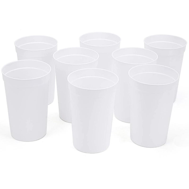 Fasmov 30 Pack 16 oz. Plastic Cups Plastic Tumblers Blank Reusable Drink Tumblers for Parties  Events  Marketing  Weddings  White - Image 3