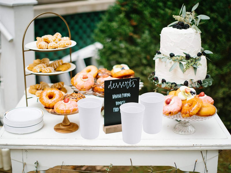 Fasmov 30 Pack 16 oz. Plastic Cups Plastic Tumblers Blank Reusable Drink Tumblers for Parties  Events  Marketing  Weddings  White - Image 5