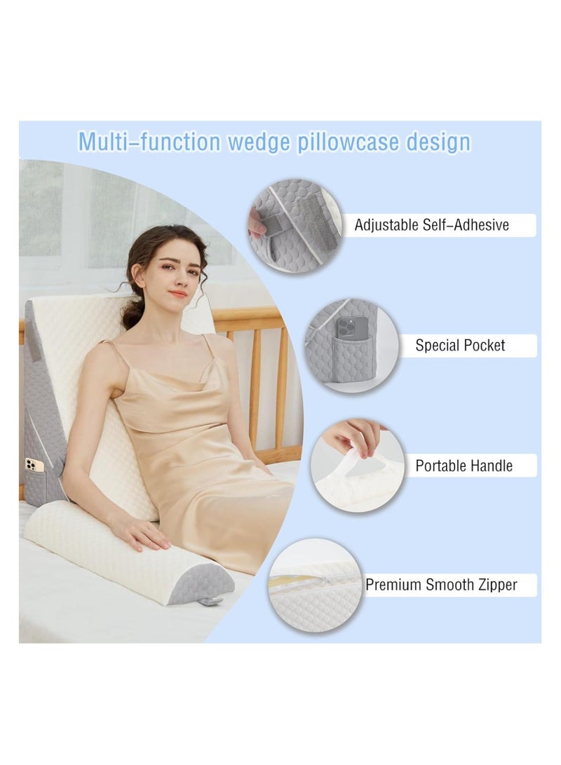 WALALLA 10-in-1 Adjustable Folding Bed Wedge Pillow, Memory Foam Sleeping Support Pillow, Back Support Pillow, Reading Pillow, Footrest Cushion, Removable Triangle Pillow with Headrest - Image 5