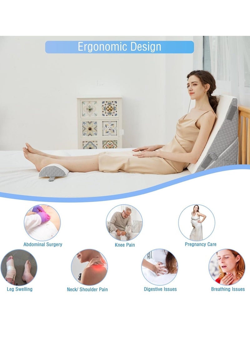 WALALLA 10-in-1 Adjustable Folding Bed Wedge Pillow, Memory Foam Sleeping Support Pillow, Back Support Pillow, Reading Pillow, Footrest Cushion, Removable Triangle Pillow with Headrest - Image 3