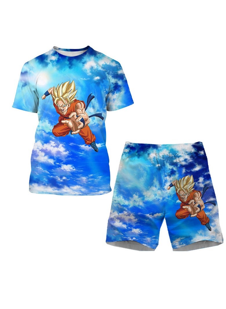 KUYING Summer Dragon Ball Shirt+Shorts Sports And Leisure Two Piece Set  - Image 1