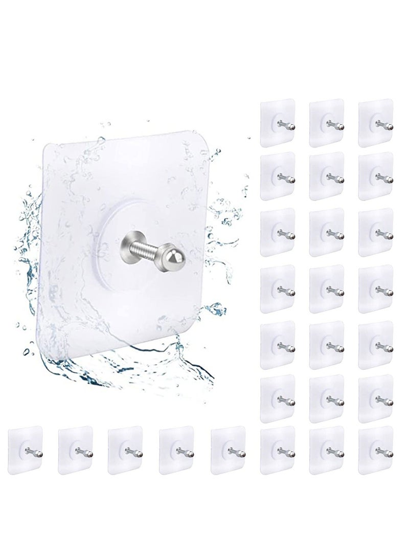 Adhesive Hooks Heavy Duty, Wall for Hanging, Hangers without Nails, 2 in 1 Screw Free Sticker Mount Shelf, Waterproof Rustproof 30 PCS - Image 1