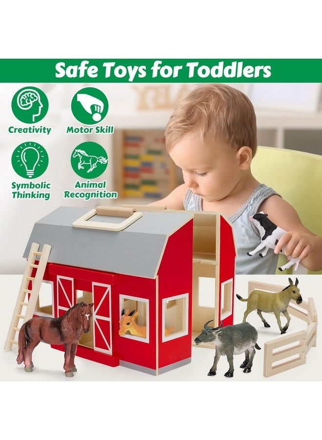 GMAOPHY Farm Animals Toys for 3+ Year Old Toddlers Girls Boys, Big Wooden Barn Farm with Figures Animals Toy for Kids, Farm Playset Educational Learning Toys, Ideal Christmas Birthday Gifts - Image 5