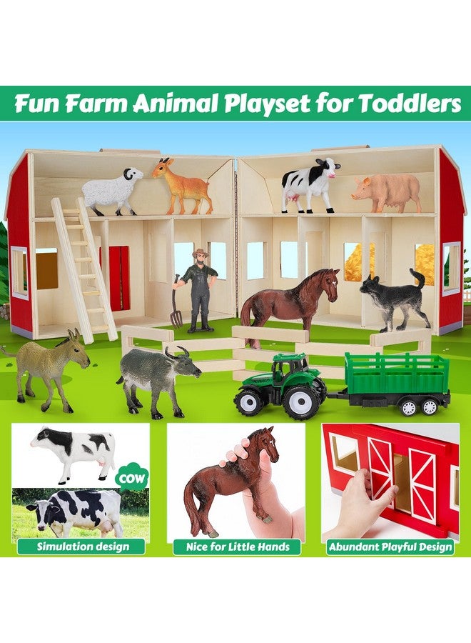 GMAOPHY Farm Animals Toys for 3+ Year Old Toddlers Girls Boys, Big Wooden Barn Farm with Figures Animals Toy for Kids, Farm Playset Educational Learning Toys, Ideal Christmas Birthday Gifts - Image 2