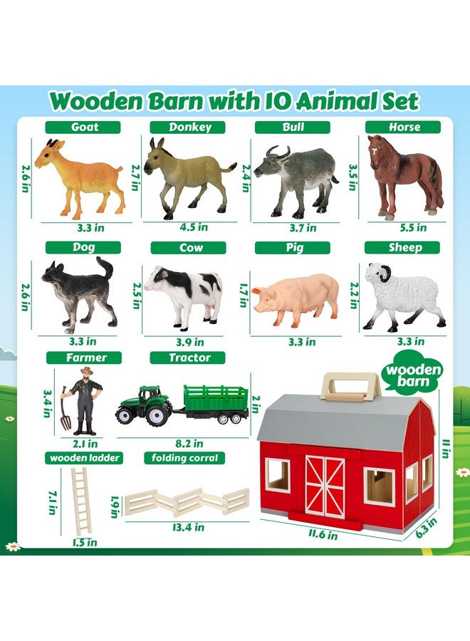 GMAOPHY Farm Animals Toys for 3+ Year Old Toddlers Girls Boys, Big Wooden Barn Farm with Figures Animals Toy for Kids, Farm Playset Educational Learning Toys, Ideal Christmas Birthday Gifts - Image 3