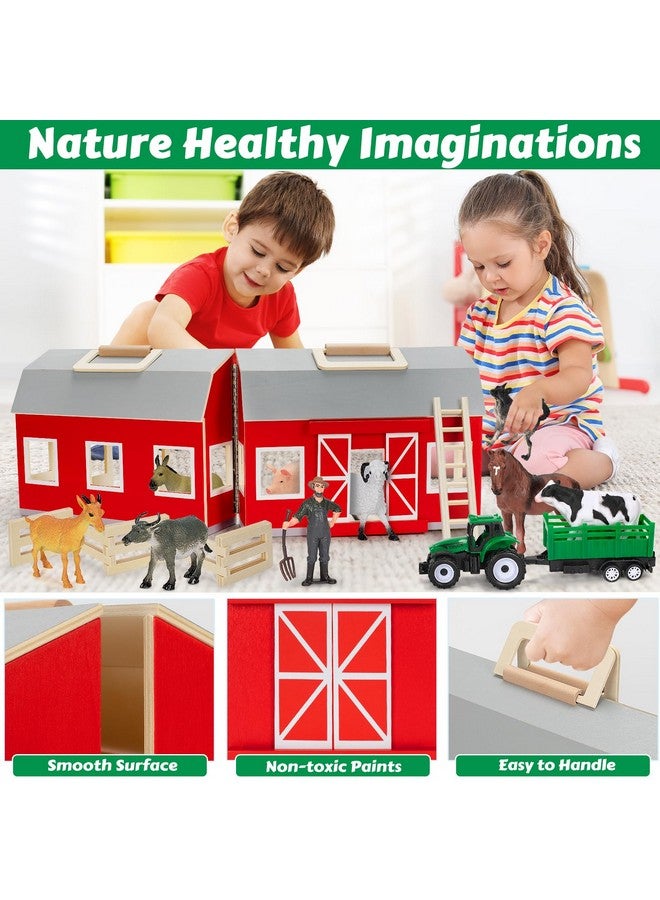 GMAOPHY Farm Animals Toys for 3+ Year Old Toddlers Girls Boys, Big Wooden Barn Farm with Figures Animals Toy for Kids, Farm Playset Educational Learning Toys, Ideal Christmas Birthday Gifts - Image 4