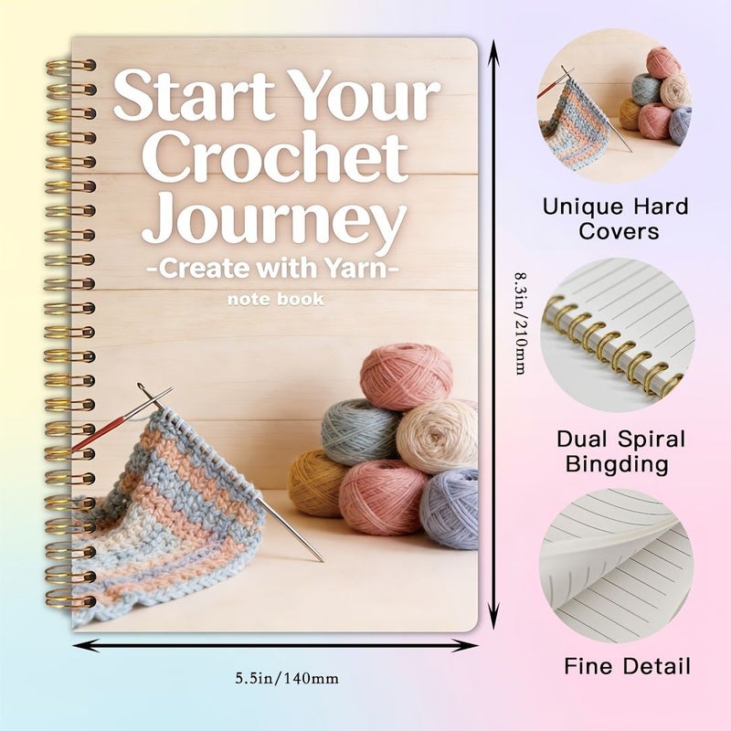 Colorful Crochet Learning Journal Spiral Notebook 5.5x8.3 Inches Lined Daily Reflection Diary - Image 2