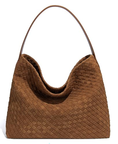 Niction Slouchy Suede Woven Hobo Bags Women Trendy Suede Purse Crossbody Crescent Shoulder Satchel Bag Top Handle Tote Handbag - Image 1