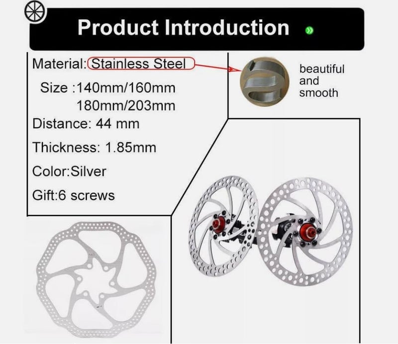 BUCKLOS 140mm 160mm 180mm 203mm Bike Disc Brake Rotor with 6 Bolts, MTB Bicycle Brakes Stainless Steel Rotors, Fit for Mountain Bike Road Bikes Ebike BMX - Image 4