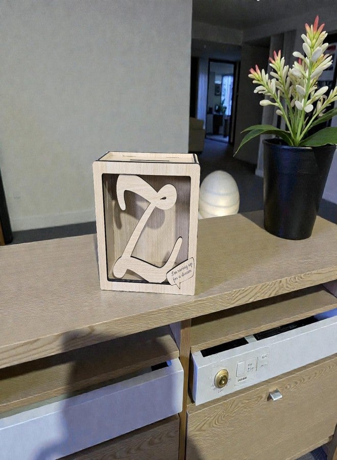 LACUM® Letter Piggy Bank - Custom Wooden Money Bank for Kids & Adults - Sunmica Coated Engineering Wood with Transparent Acrylic Front - Unique Gifts (Letter Z) - Image 5
