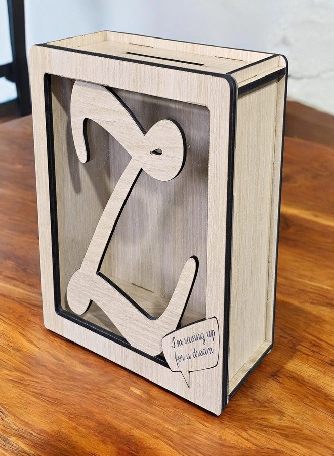 LACUM® Letter Piggy Bank - Custom Wooden Money Bank for Kids & Adults - Sunmica Coated Engineering Wood with Transparent Acrylic Front - Unique Gifts (Letter Z) - Image 3