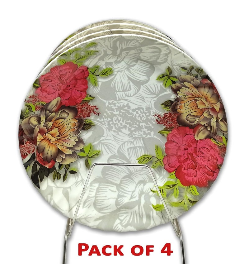 BHOJANWARE Upgrade Your Dinner Experience with Our Set of 4 Melamine Round Plates Perfect for Kitchen and Dining Size10 Inch 26 CM - Image 4