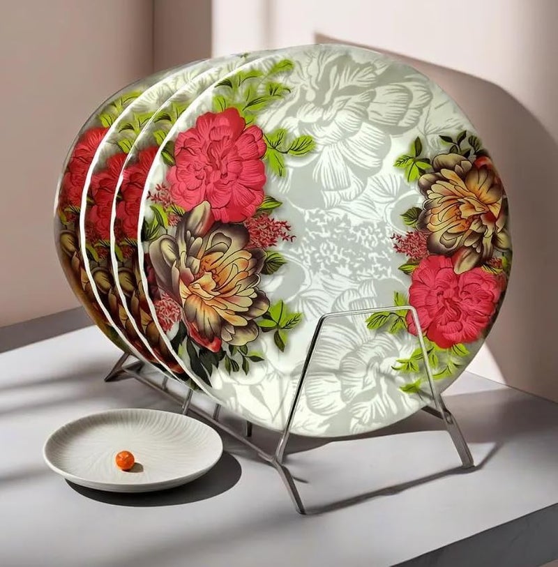 BHOJANWARE Upgrade Your Dinner Experience with Our Set of 4 Melamine Round Plates Perfect for Kitchen and Dining Size10 Inch 26 CM - Image 2
