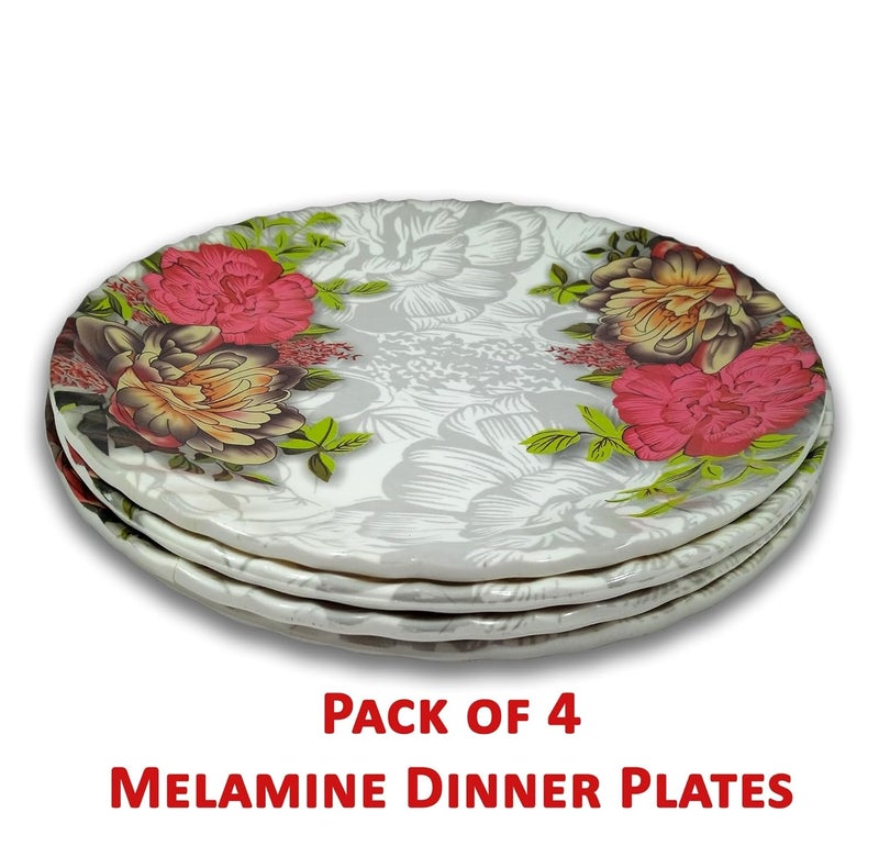 BHOJANWARE Upgrade Your Dinner Experience with Our Set of 4 Melamine Round Plates Perfect for Kitchen and Dining Size10 Inch 26 CM - Image 5
