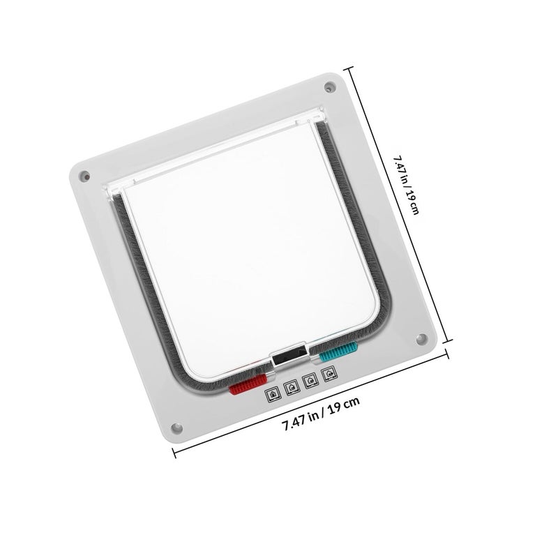 Lockable Small White Cat Door Weatherproof Pet Door 20x19x2cm for Wall and Window - Image 3