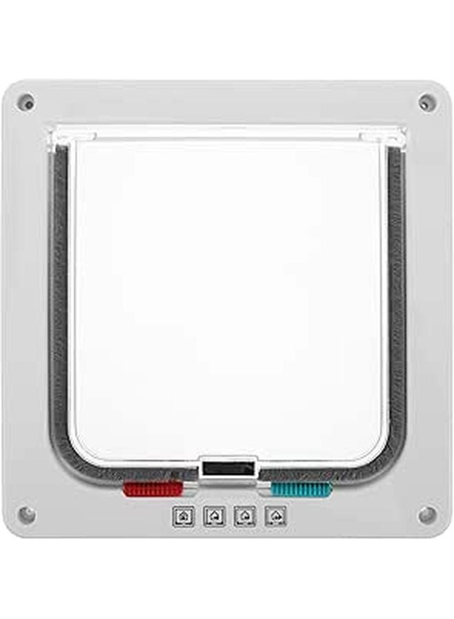 Lockable Small White Cat Door Weatherproof Pet Door 20x19x2cm for Wall and Window - Image 1