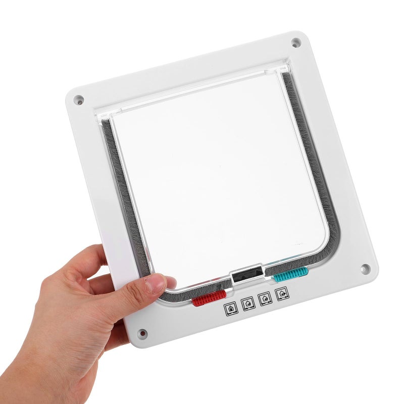 Lockable Small White Cat Door Weatherproof Pet Door 20x19x2cm for Wall and Window - Image 5