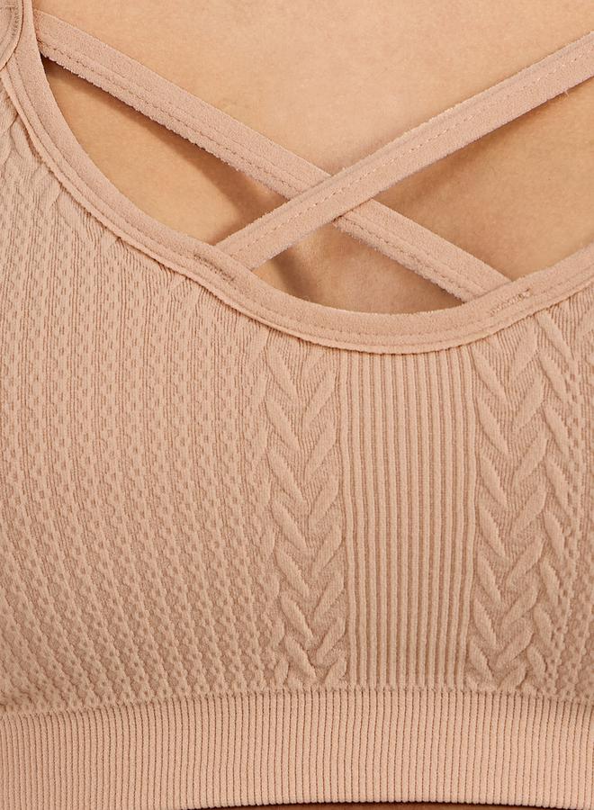 Styli Cross Front Detail Ribbed Seamless Bralette  - Image 3