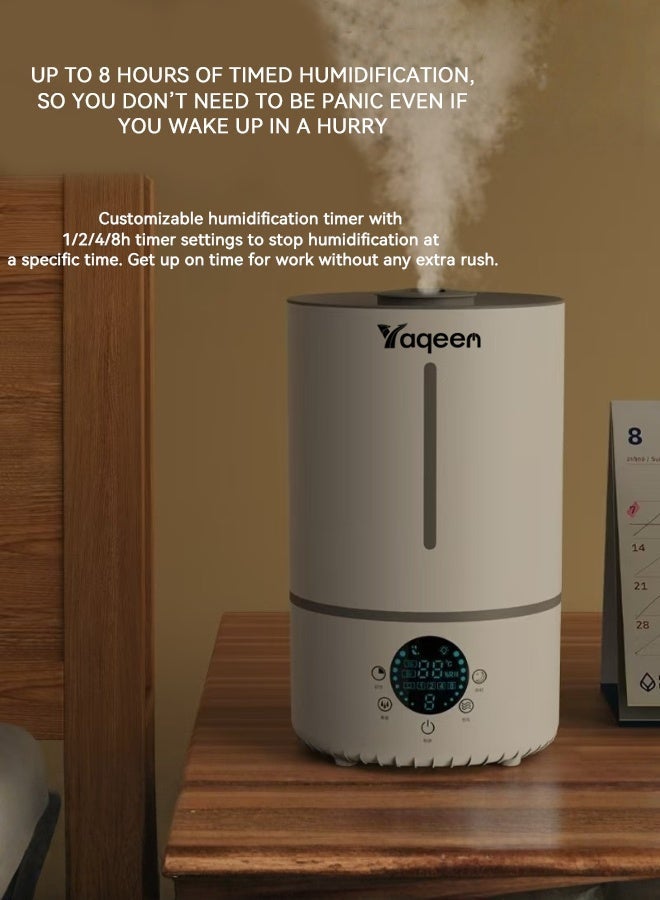 مرطب هواء 4 لتر لغرفة النوم وغرفة الأطفال مع إغلاق تلقائي، مرطب هواء ذكي برذاذ بارد، رذاذ يدور 360 درجة، موزع للزيوت العطرية، تشغيل هادئ للغاية، 3 مستويات رذاذ، مرطب هواء مع شاشة عرض الرطوبة، مصباح الأشعة فوق البنفسجية للتعقيم باللون الأبيض - Image 4