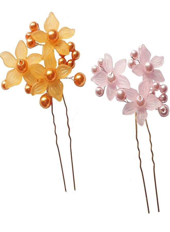 AROOMAN Juda Pins For Bridal And Girls Wedding Wear Use, Juda Pin Hair Decoration Accessories For Women/Girls Yellow - Image 2