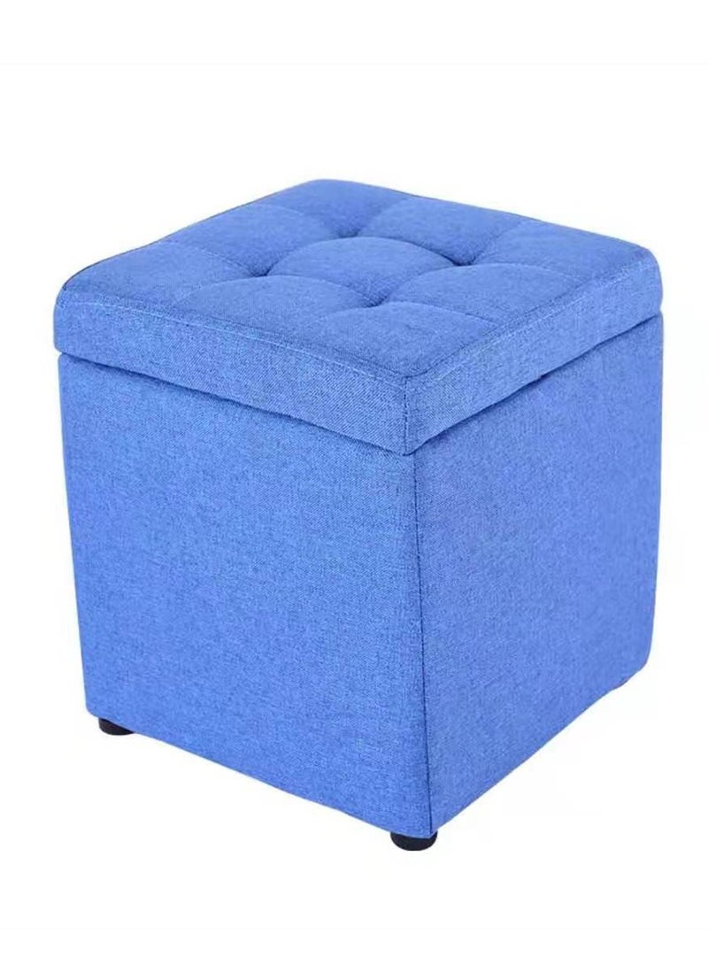 LINGWEI Storage Ottoman Cube Footrest Stool Blue 30x35x30cm  - Image 4