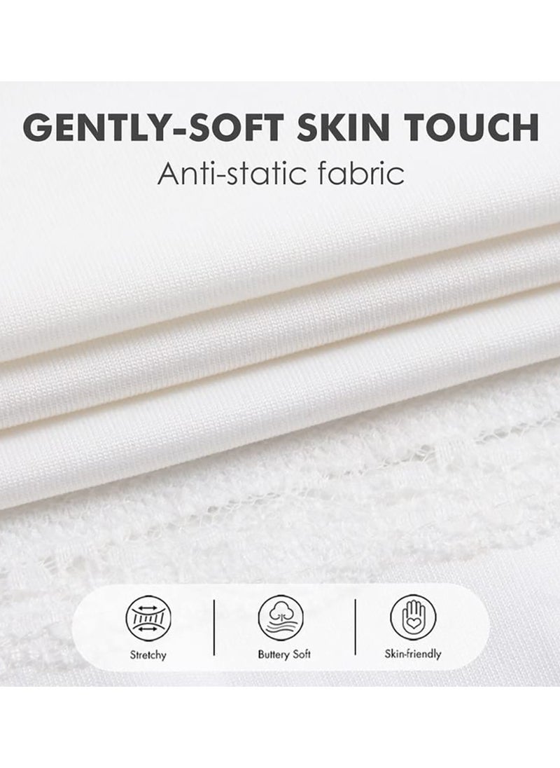 SYOSI - SYOSI Half Slips for Women Underskirt Short Mini Skirt with Floral Lace Trim Milk Silk White Lace Patchwork Lining Skirt (M Size: Waist 25 x Hem 35 Inches, White) - Image 1