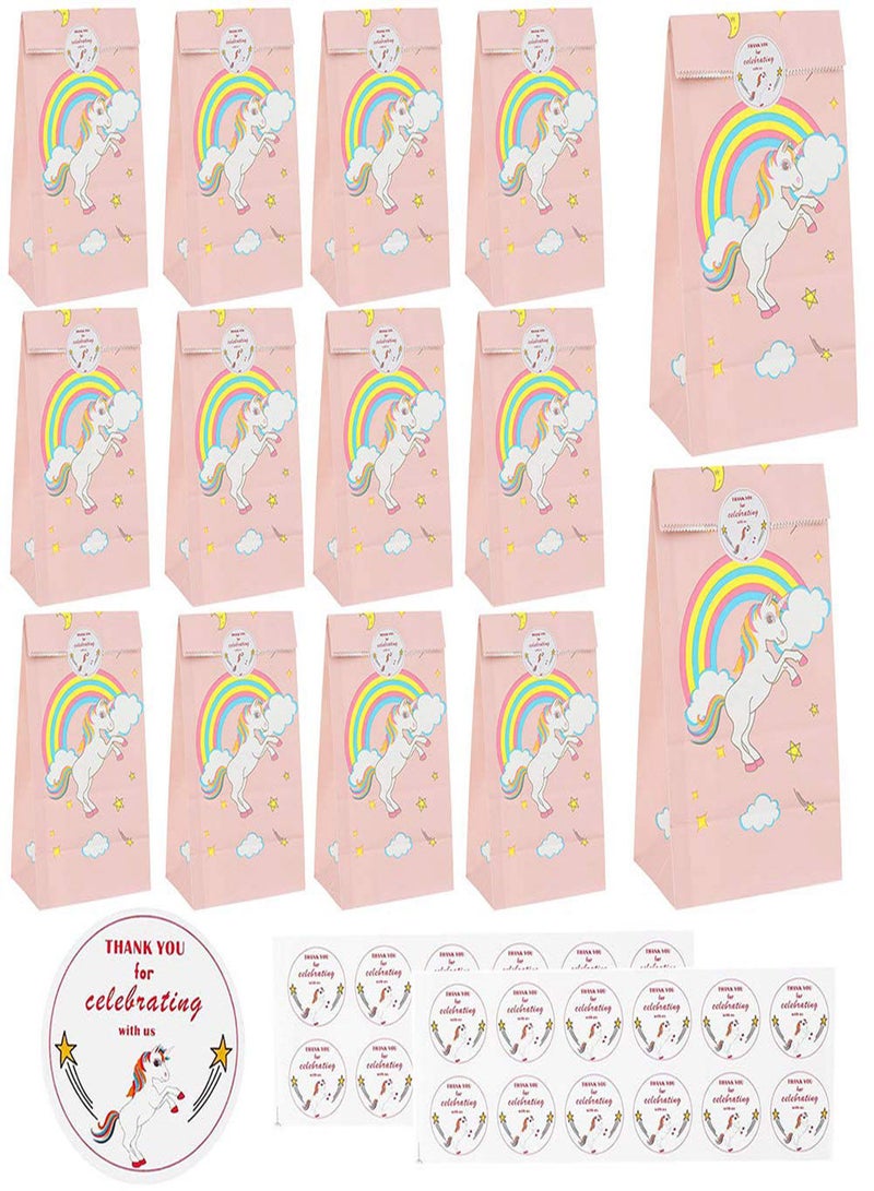 SYOSI Unicorn Paper Bags with Stickers, 12Pcs Unicorn Favor Bag, Unicorn Theme Party Birthday Party Favor Bag Candy Bag, Folding Kraft Paper Bag, Gift Treat Bags Candy Bags for Birthday Party Wedding  - Image 1