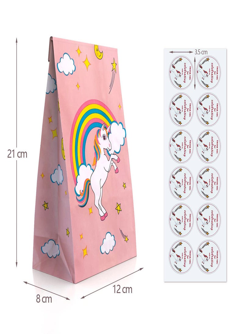 SYOSI Unicorn Paper Bags with Stickers, 12Pcs Unicorn Favor Bag, Unicorn Theme Party Birthday Party Favor Bag Candy Bag, Folding Kraft Paper Bag, Gift Treat Bags Candy Bags for Birthday Party Wedding  - Image 4